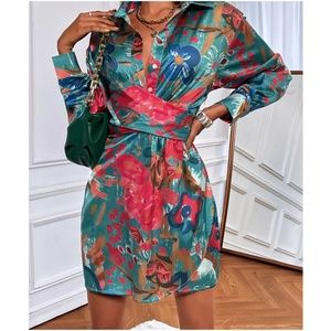 Dresses | Boho Floral Print Tie Mini Dress | Poshmark